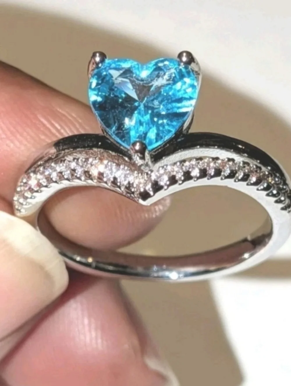 Lab-Created Blue Topaz 3ct Heart Cut Women's Engagement Ring White Gold Plated